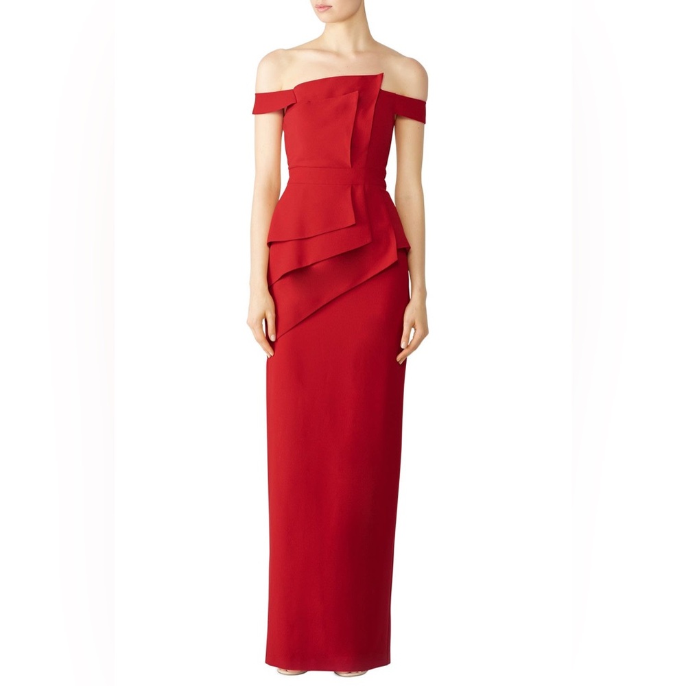 Black Halo Eve La Reina Off Shoulder Maxi Dress Gown 0